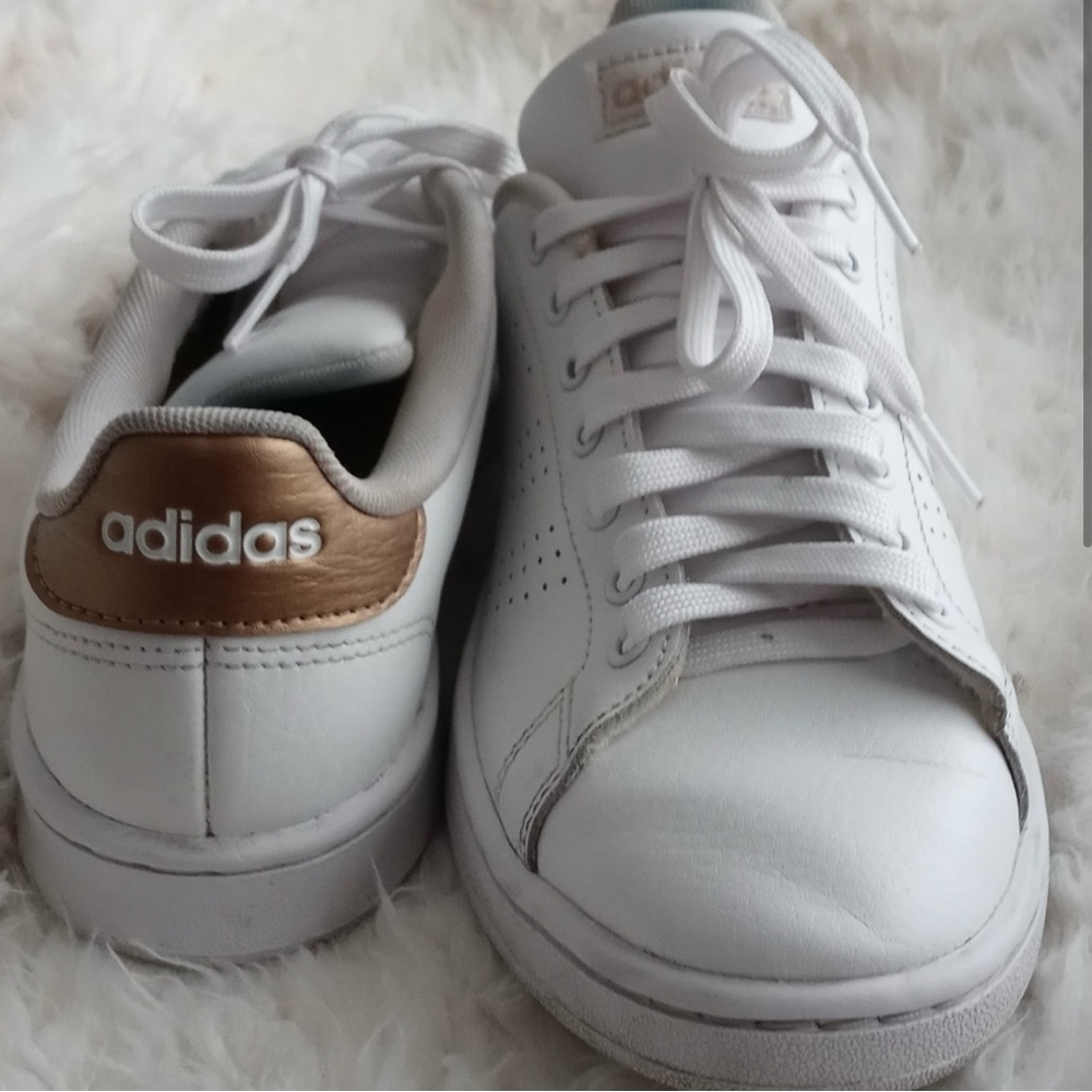 adidas White and Gold Athletic Shoes